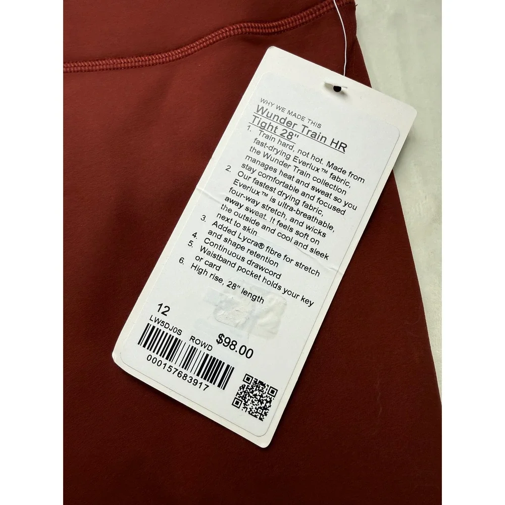 Lululemon Wunder Train HR Tight 28 Red Merlot Everlux Leggings LW5DJ0S Size 12